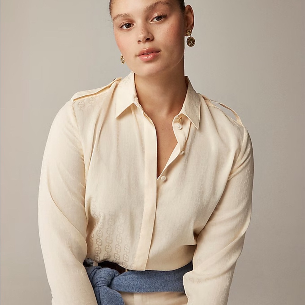 Drapey jacquard-print shirt S Ivory Essence